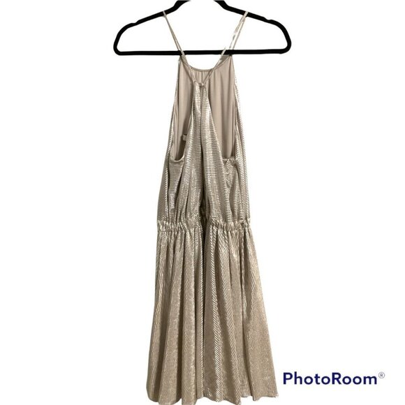 HALSTON HERITAGE Silver Metallic Halter Cocktail Dress sz. XSmall - Picture 4 of 6